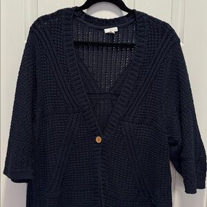 🌿J. Jill XL Navy Open Knit Cardigan